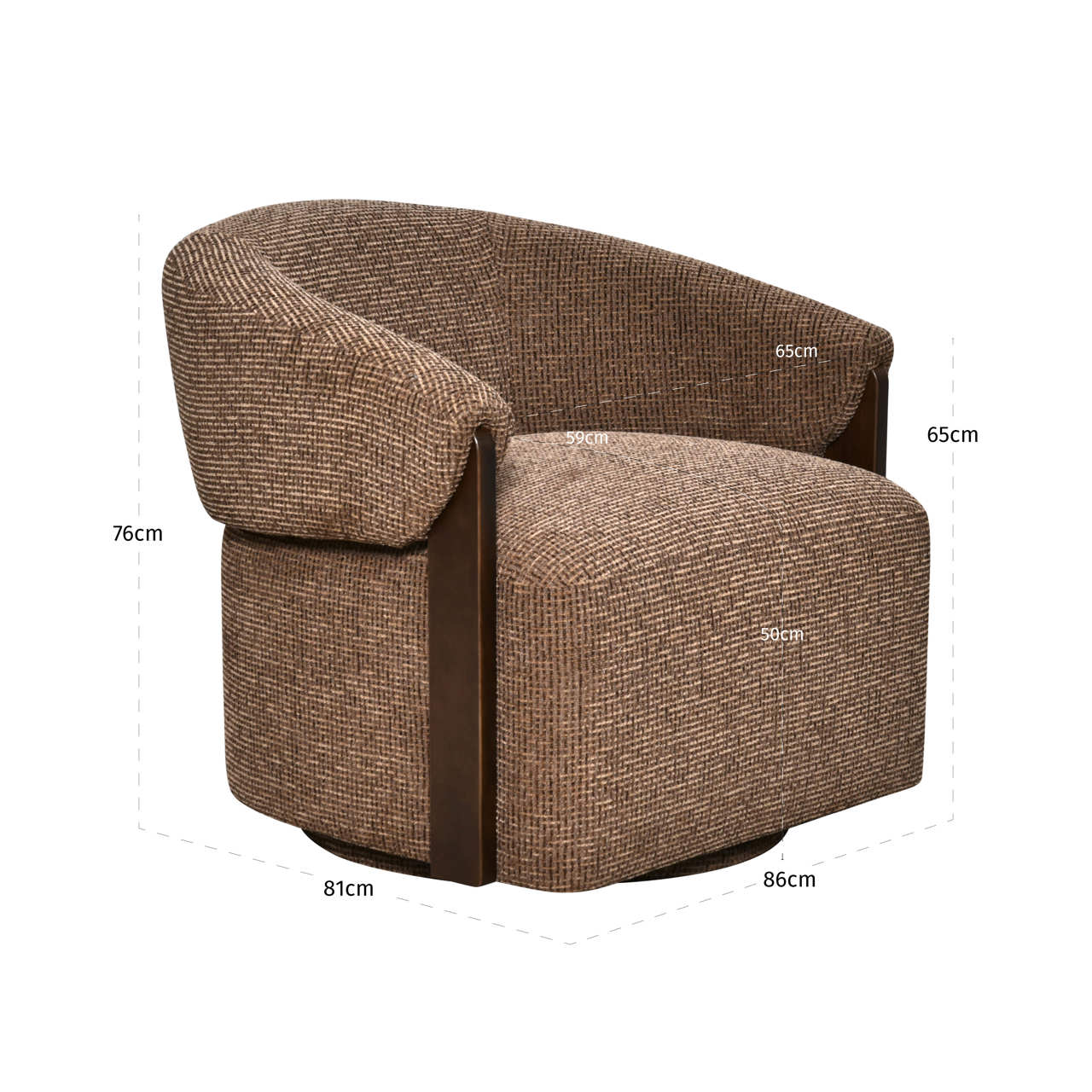 Lounge chair Marina brown blockweave swivel fire retardant