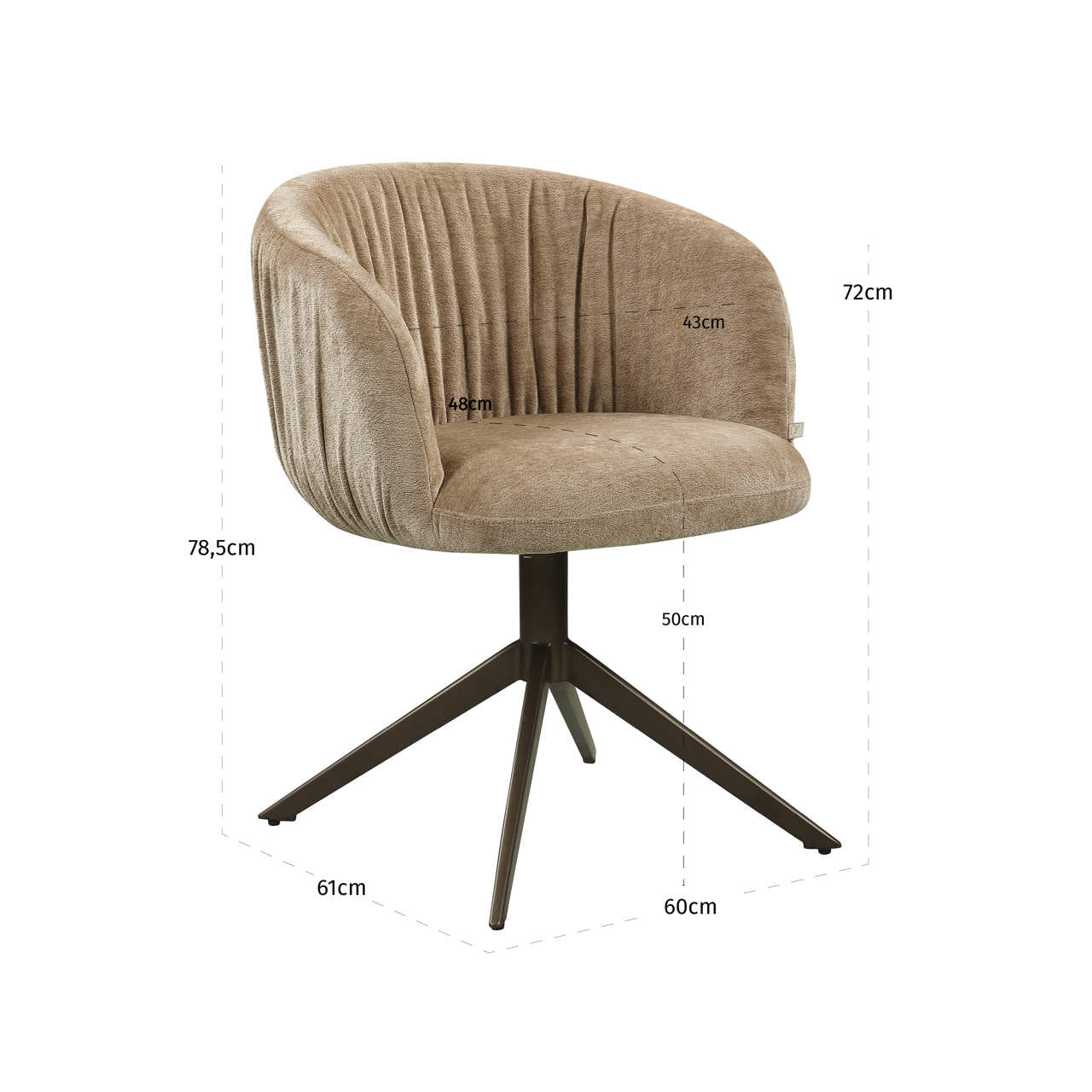 Dining chair Cassi sand soft swivel