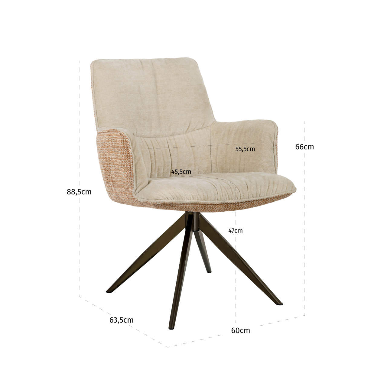 Dining chair Chase ginger jacquard swivel
