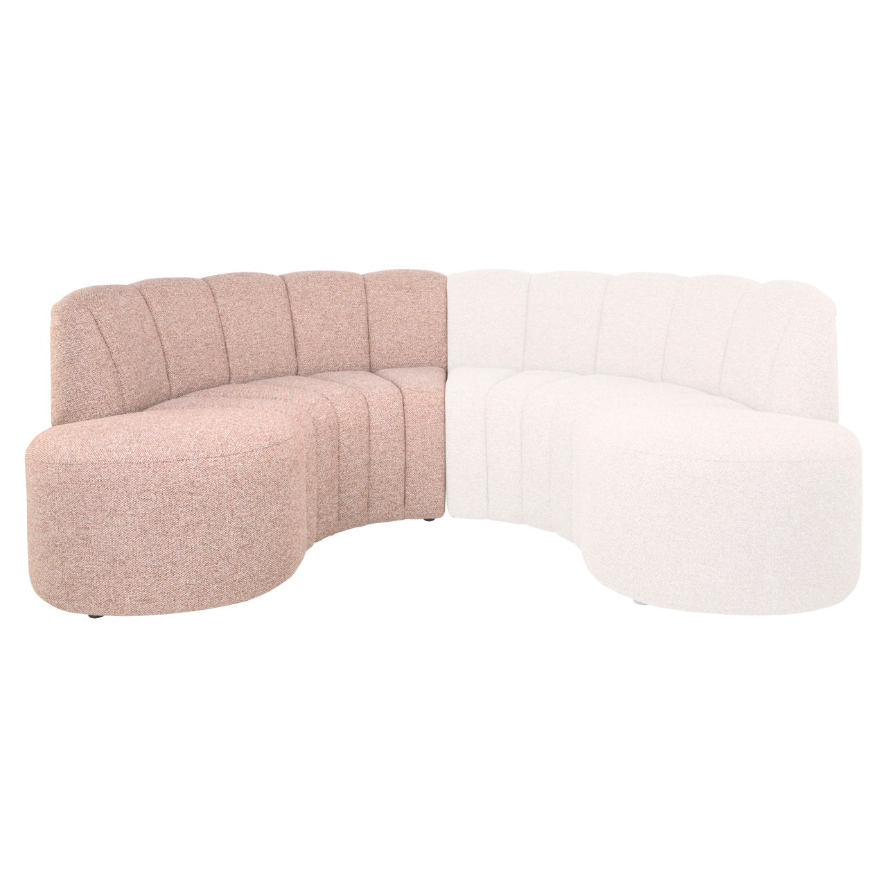 Dining bench Landmark cayenne cognac open end left round - fully upholstered