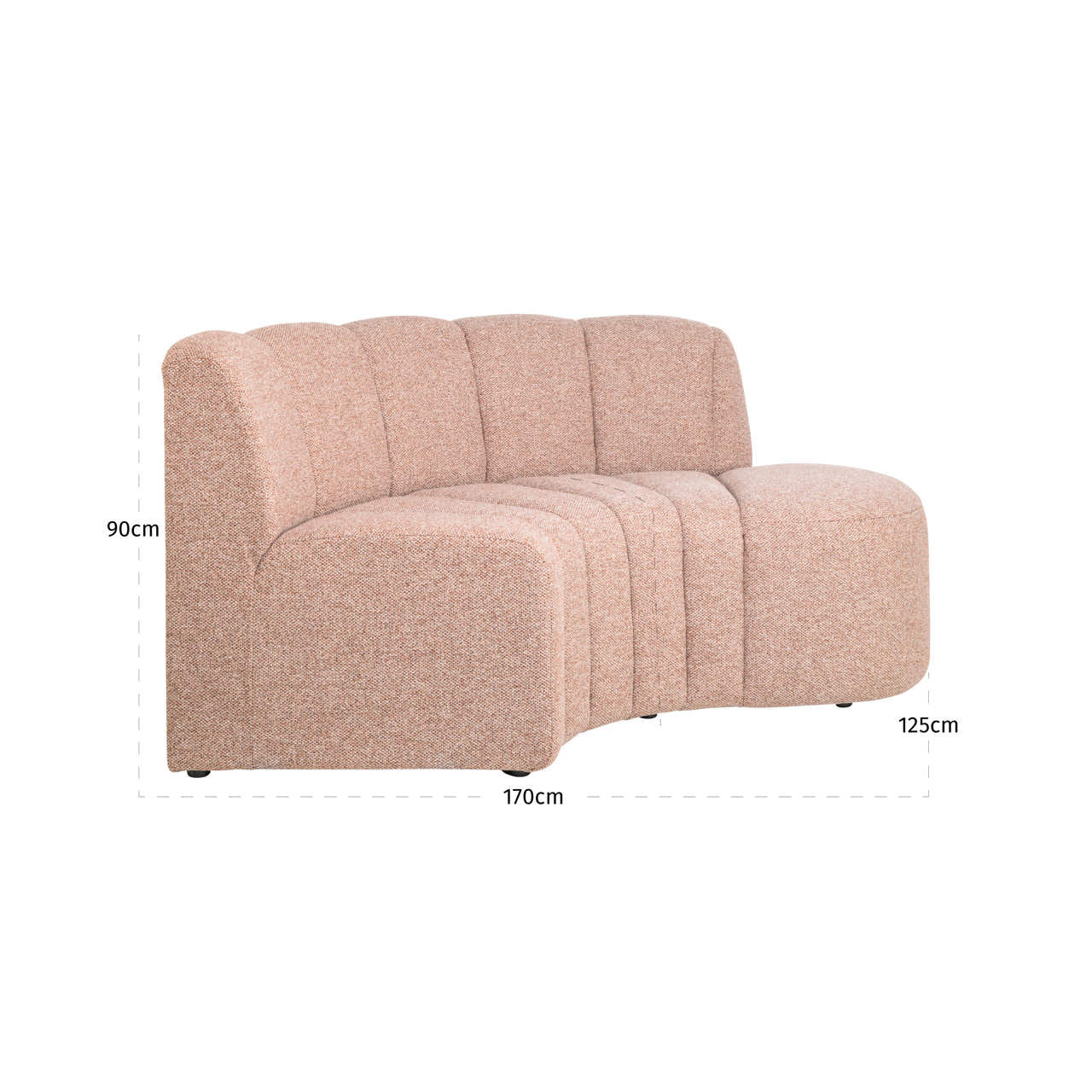 Dining bench Landmark cayenne cognac open end right round - fully upholstered