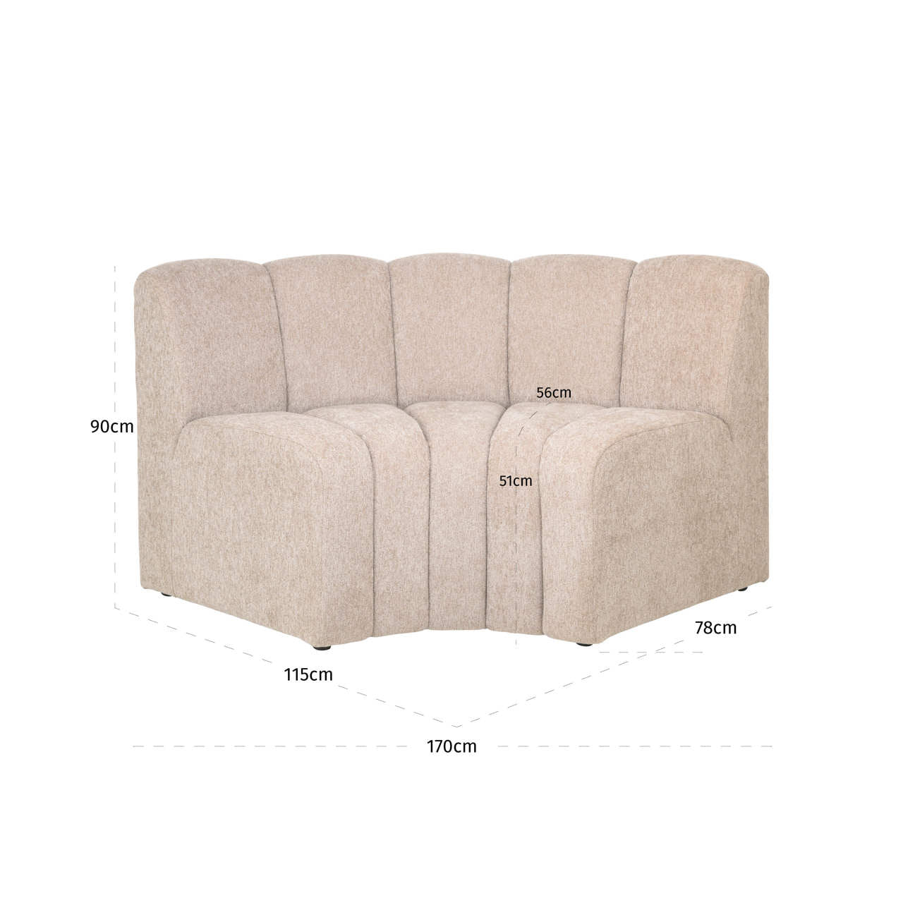 Dining bench Landmark be easy sand corner round - fully upholstered
