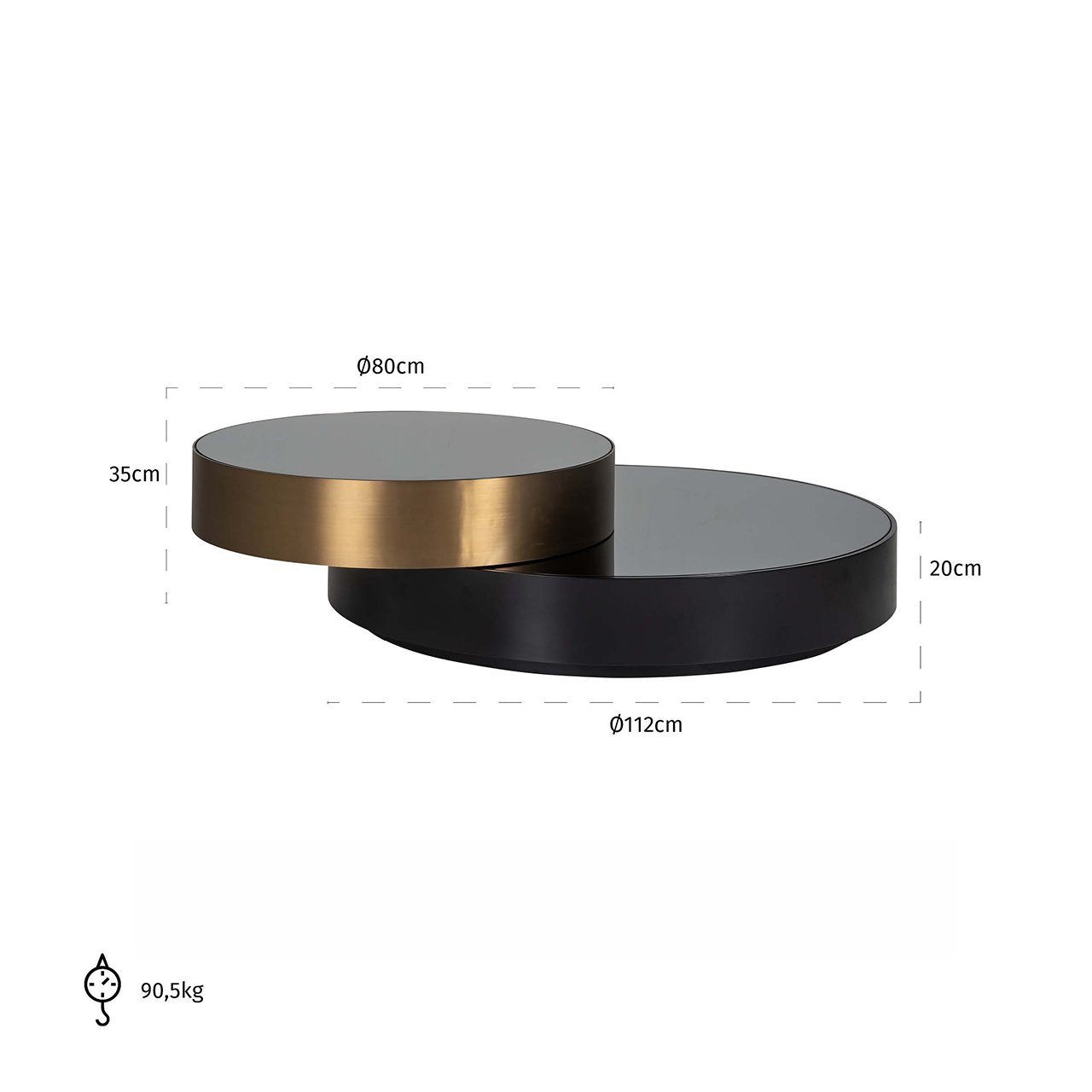 Salontafel Slice (Zwart/goud)