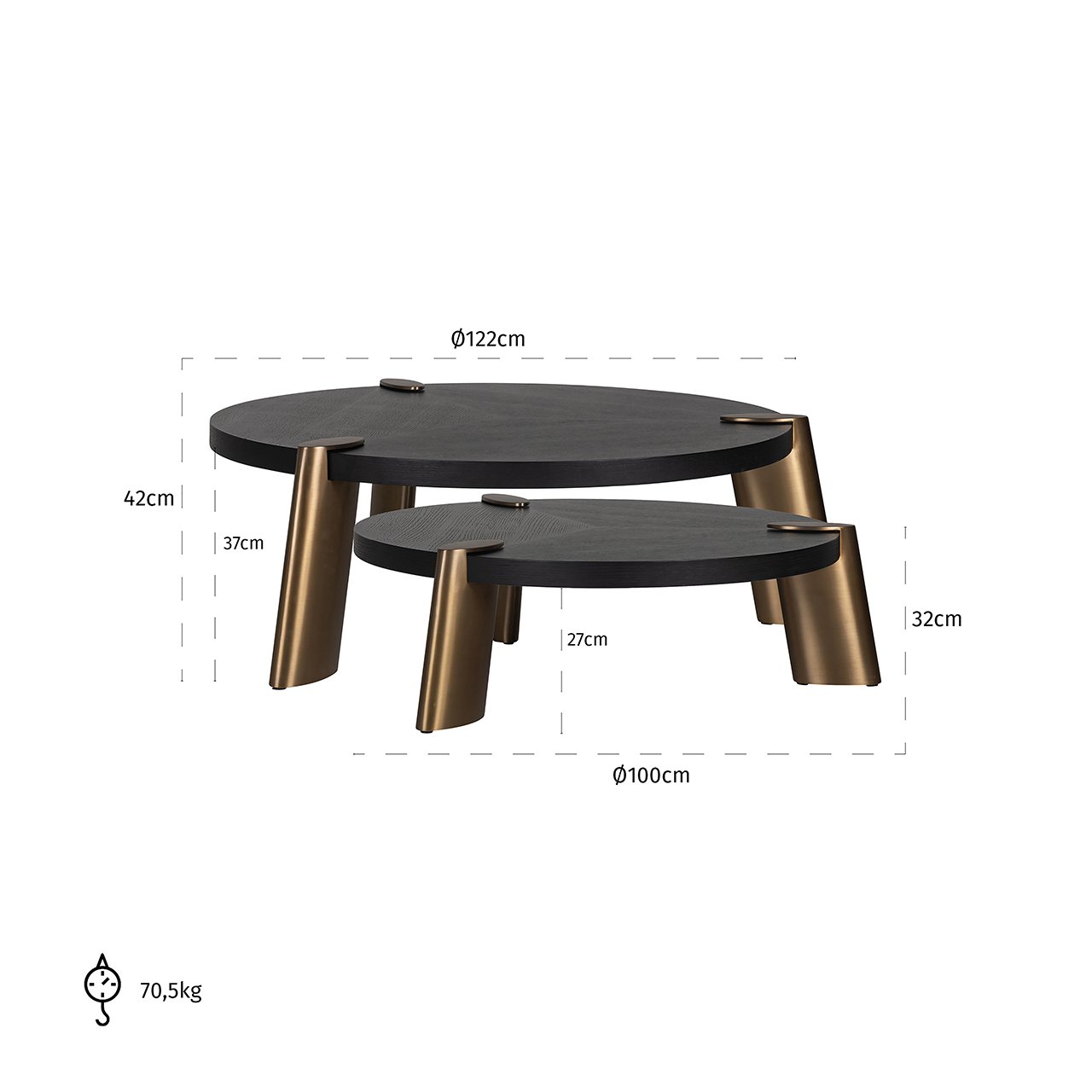Salontafel Brody set van 2 (antraciet)