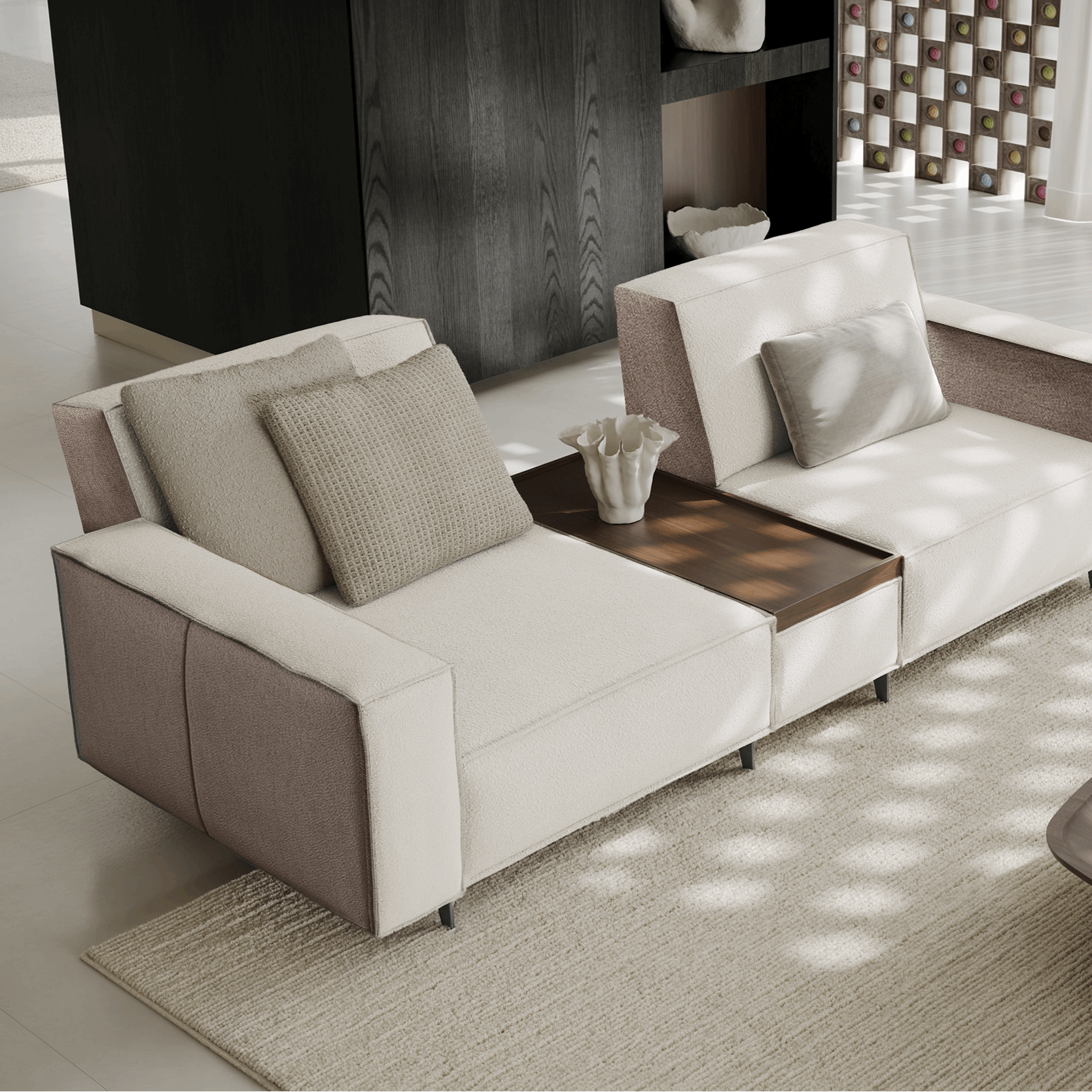 Sofa Cavalier - Light Beige 291x208x100cm - Lounge Right