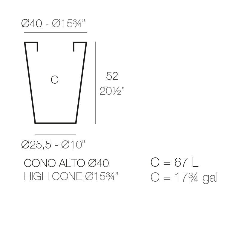 High Cone Pot Ø40X52