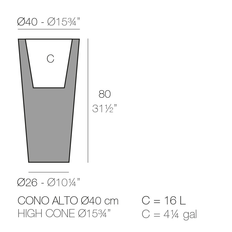 High Cone Pot Ø40X80