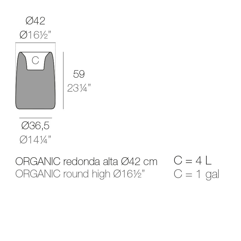 Organic High Round Planter Ø42X57