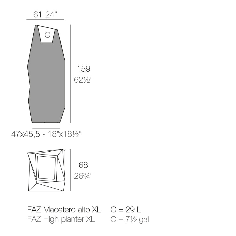Faz Xl - Planter 61X68X159 Cm