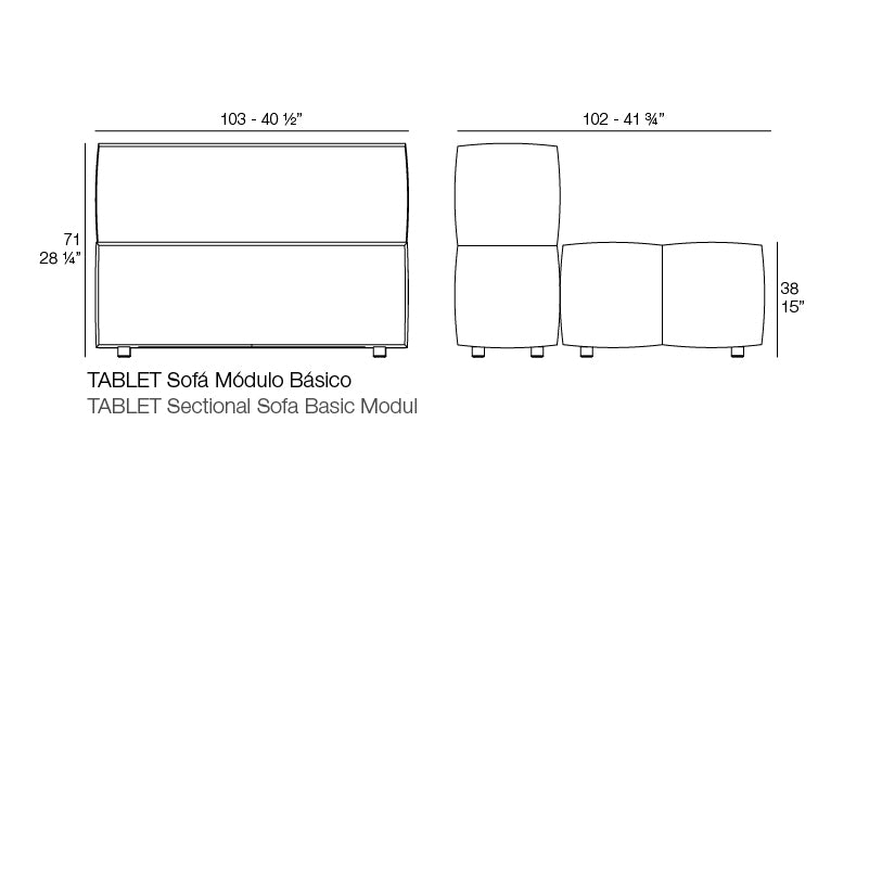 Tablet Sectional Sofa Armless
