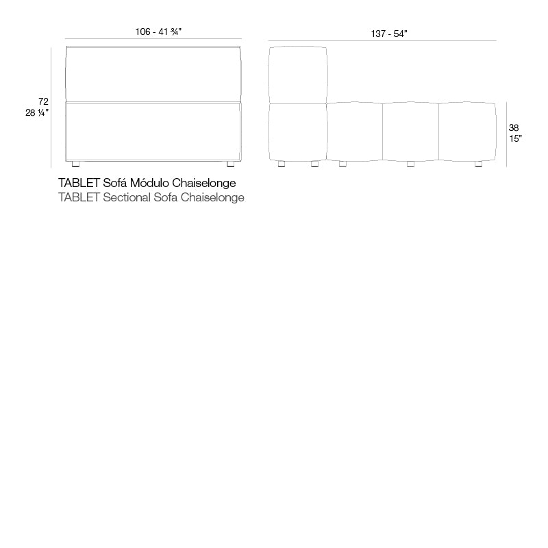 Tablet Chaiselongue Armless