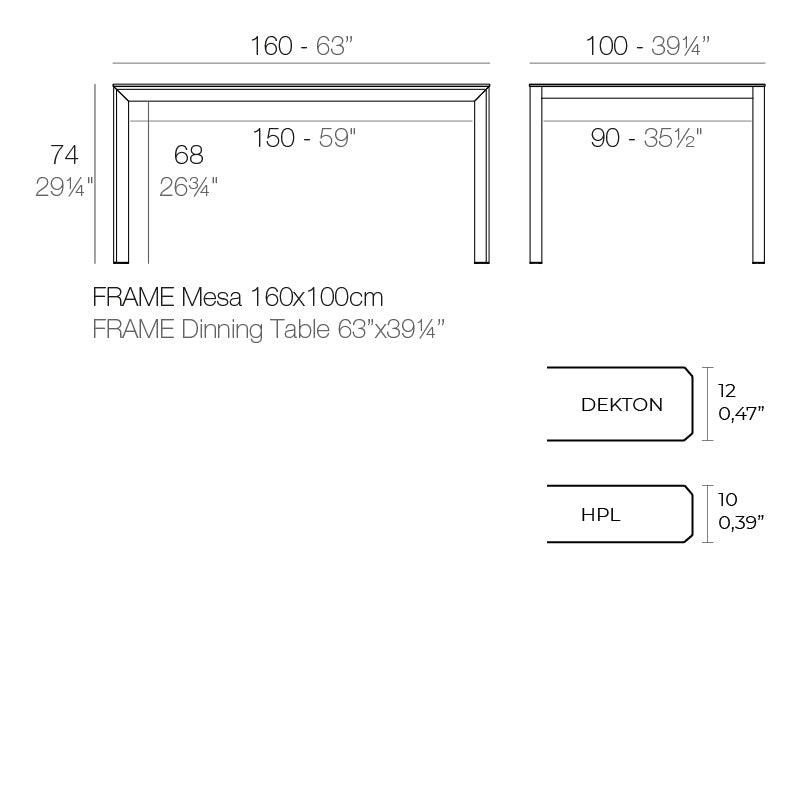 Frame Aluminium Table 160X100X74