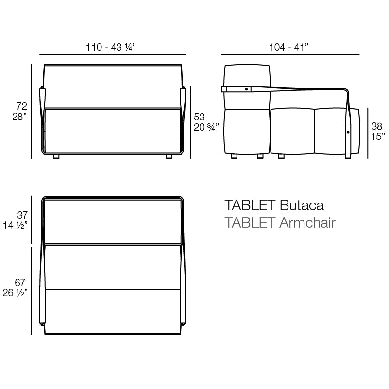 Tablet Lounge Chair 104x110x72 cm