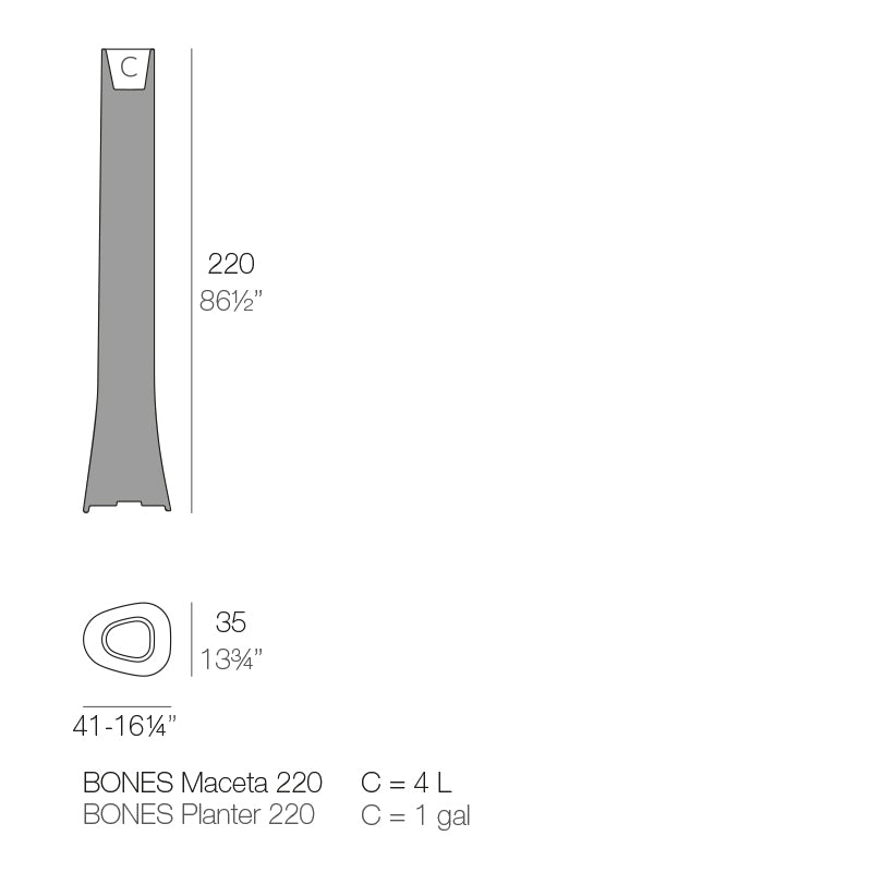Bones Planter 35X41X220