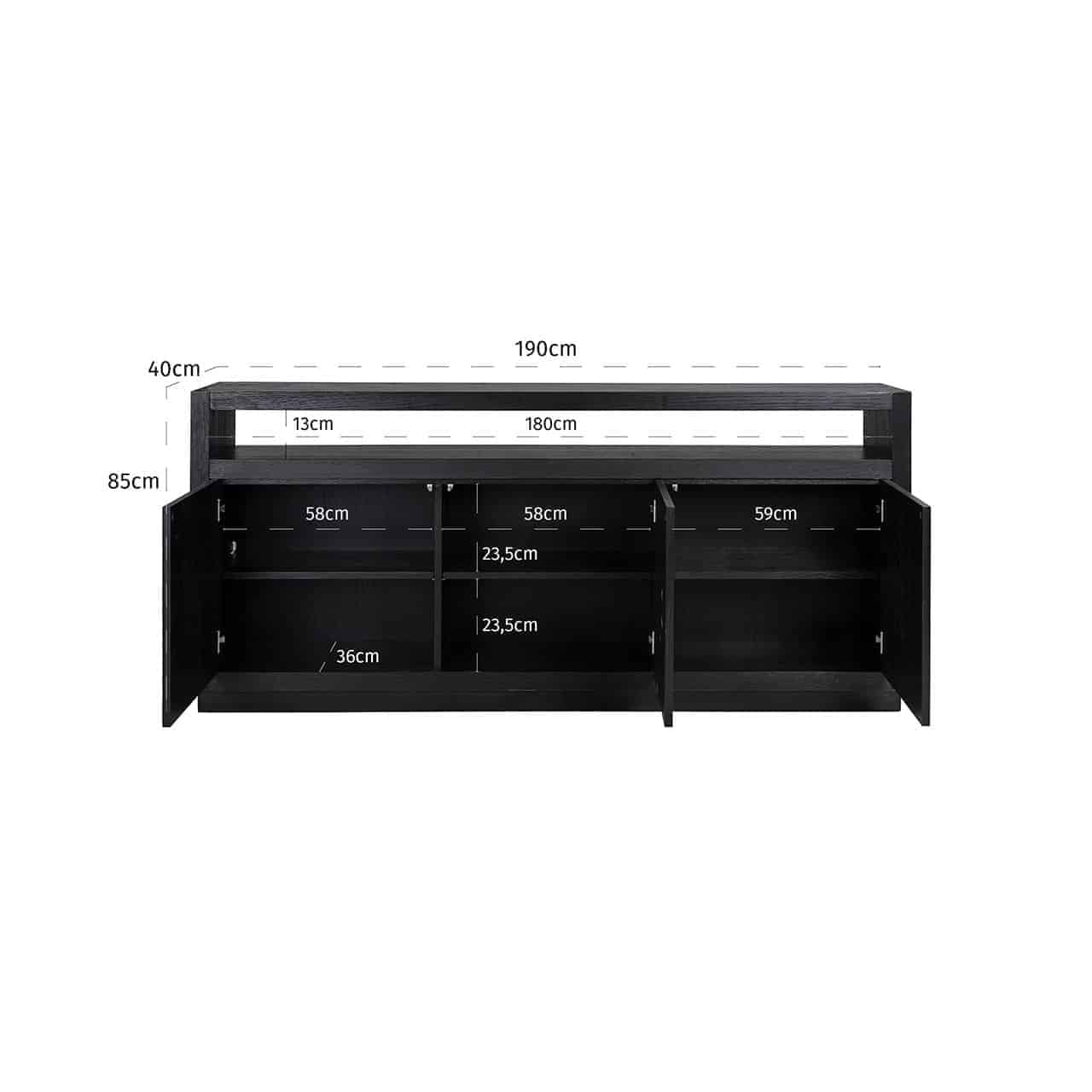 Dressoir Oakura 3-deurs (zwart)