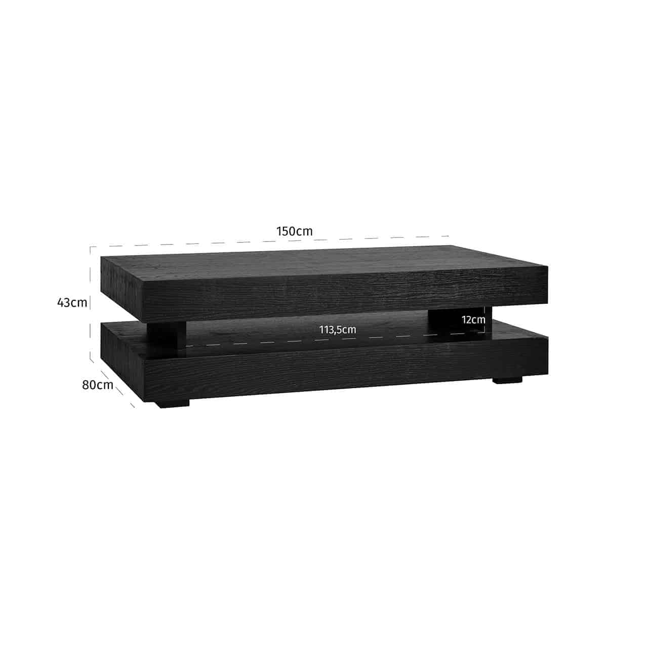 Salontafel Oakura blok H (Zwart)
