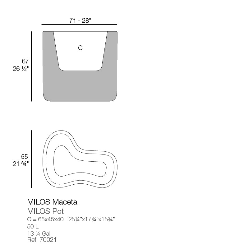 Milos Planter 71,5 x 55 x 67 cm