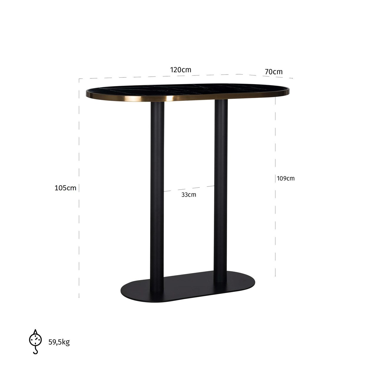 Bar table Zenza black oval