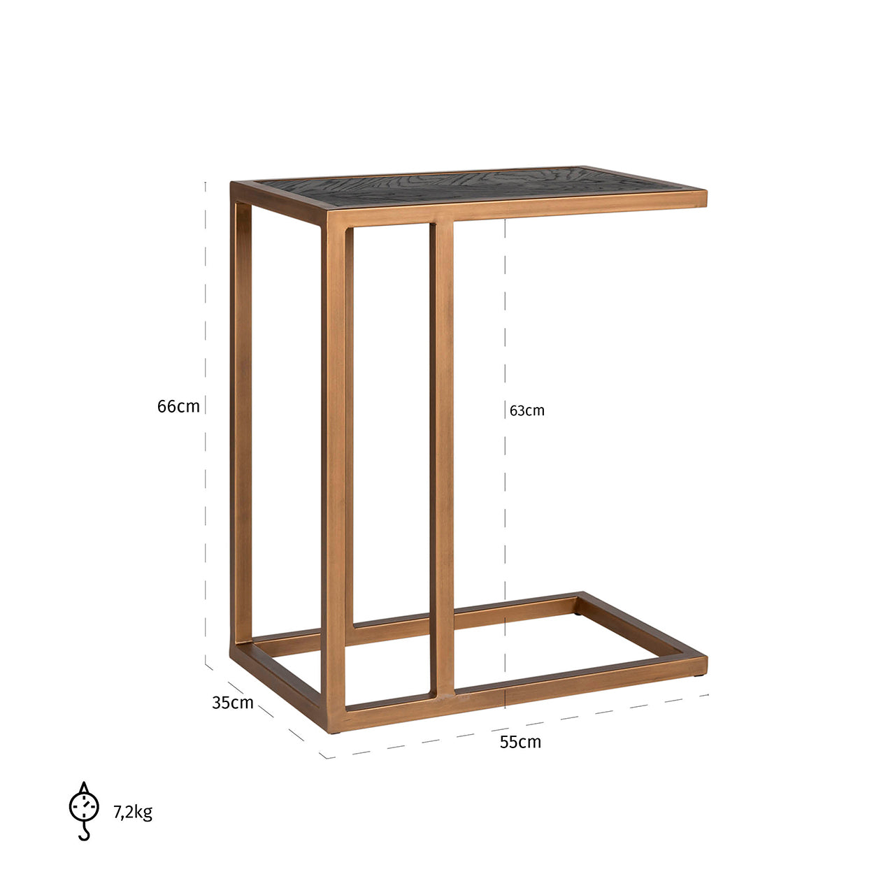 Bijzettafel Blackbone messing (Zwart rustiek)