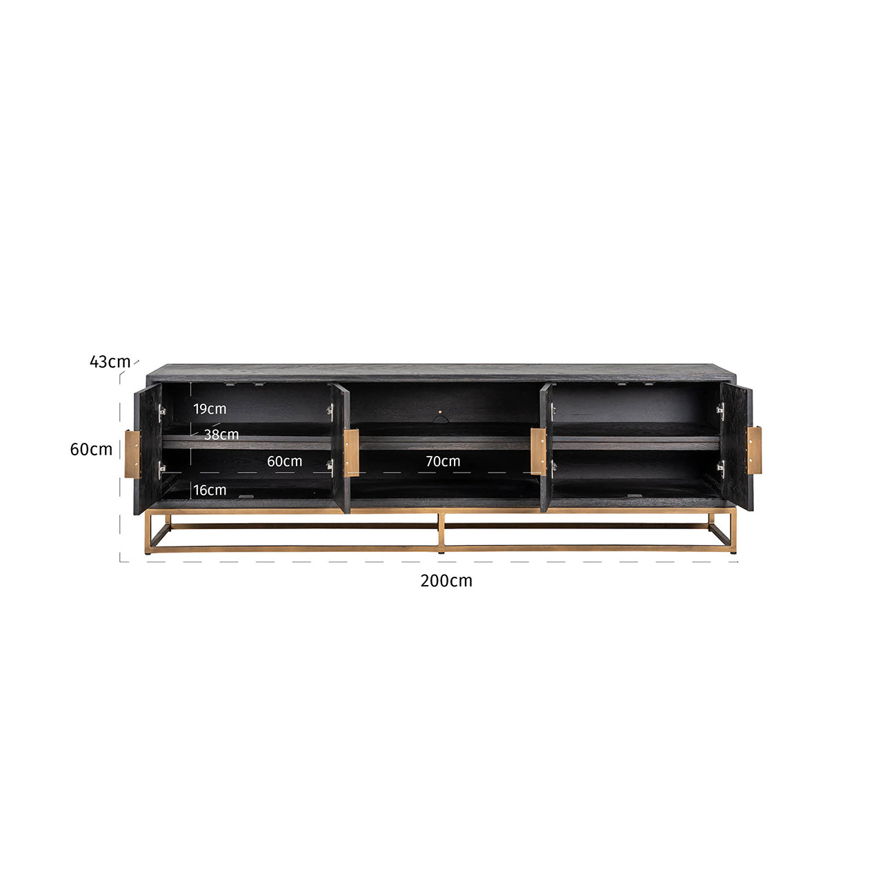 TV cabinet Blackbone Brass black rustic 200