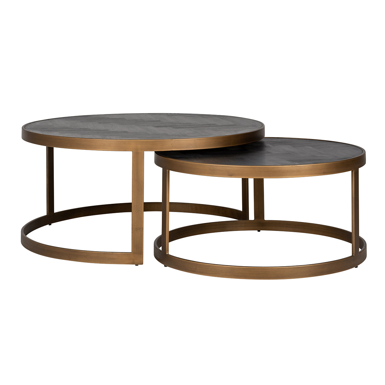 Salontafel Blackbone messing set van 2 (Zwart rustiek)