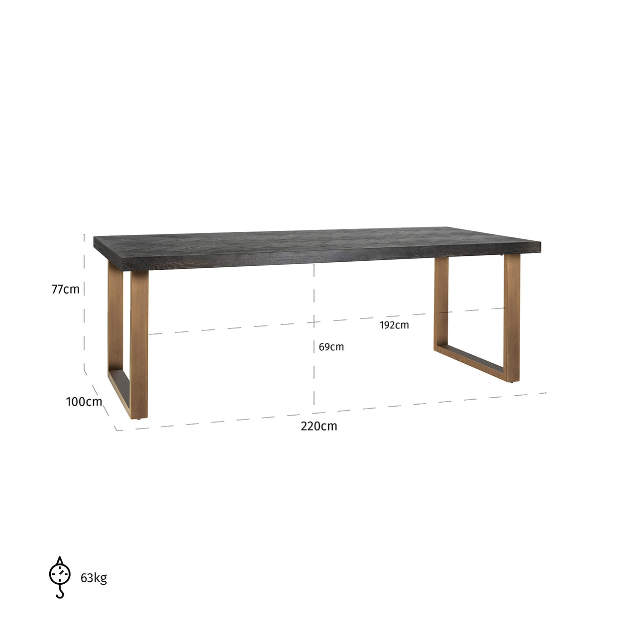 Dining table Blackbone Brass black rustic 220