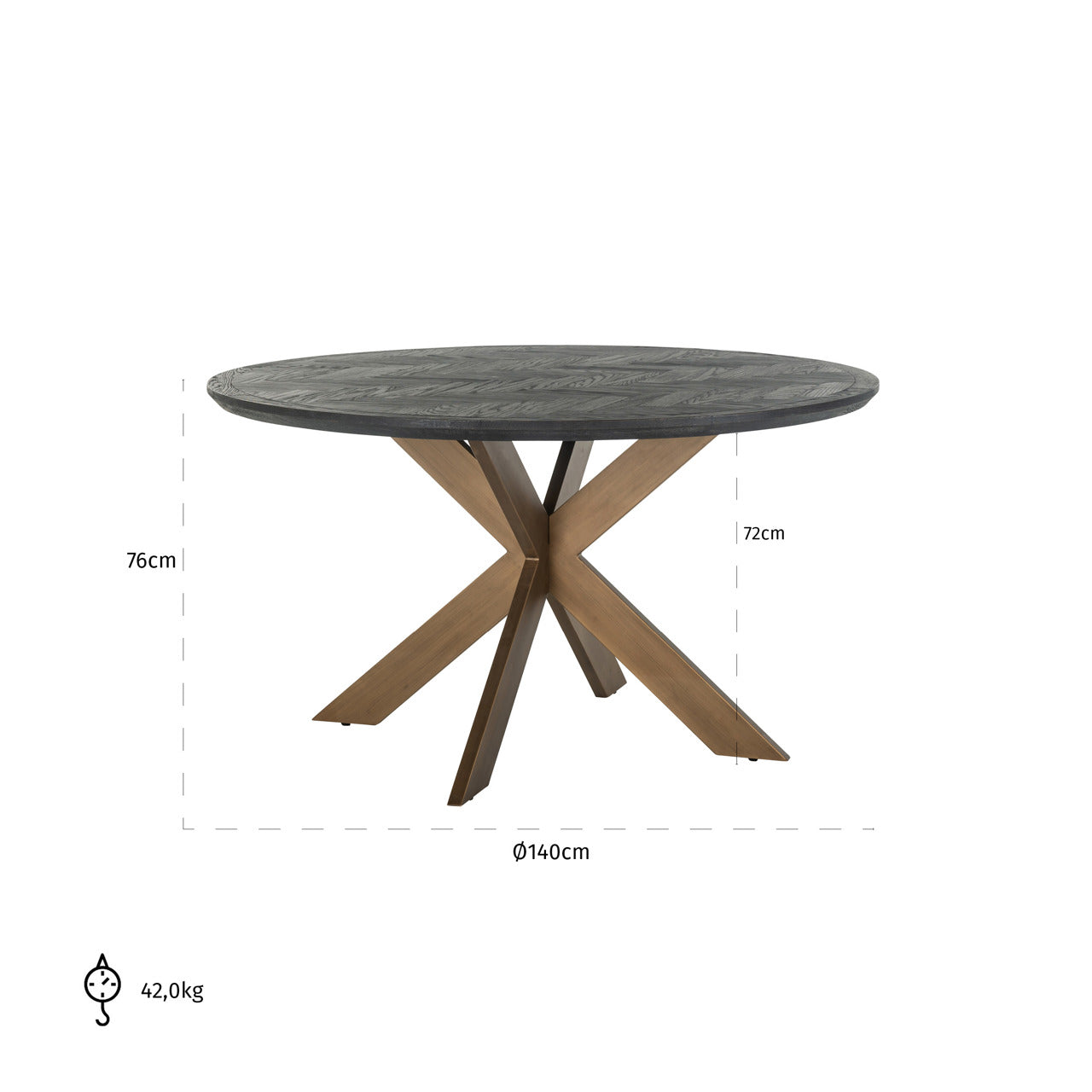 Dining table Blackbone Brass black rustic 140Ø