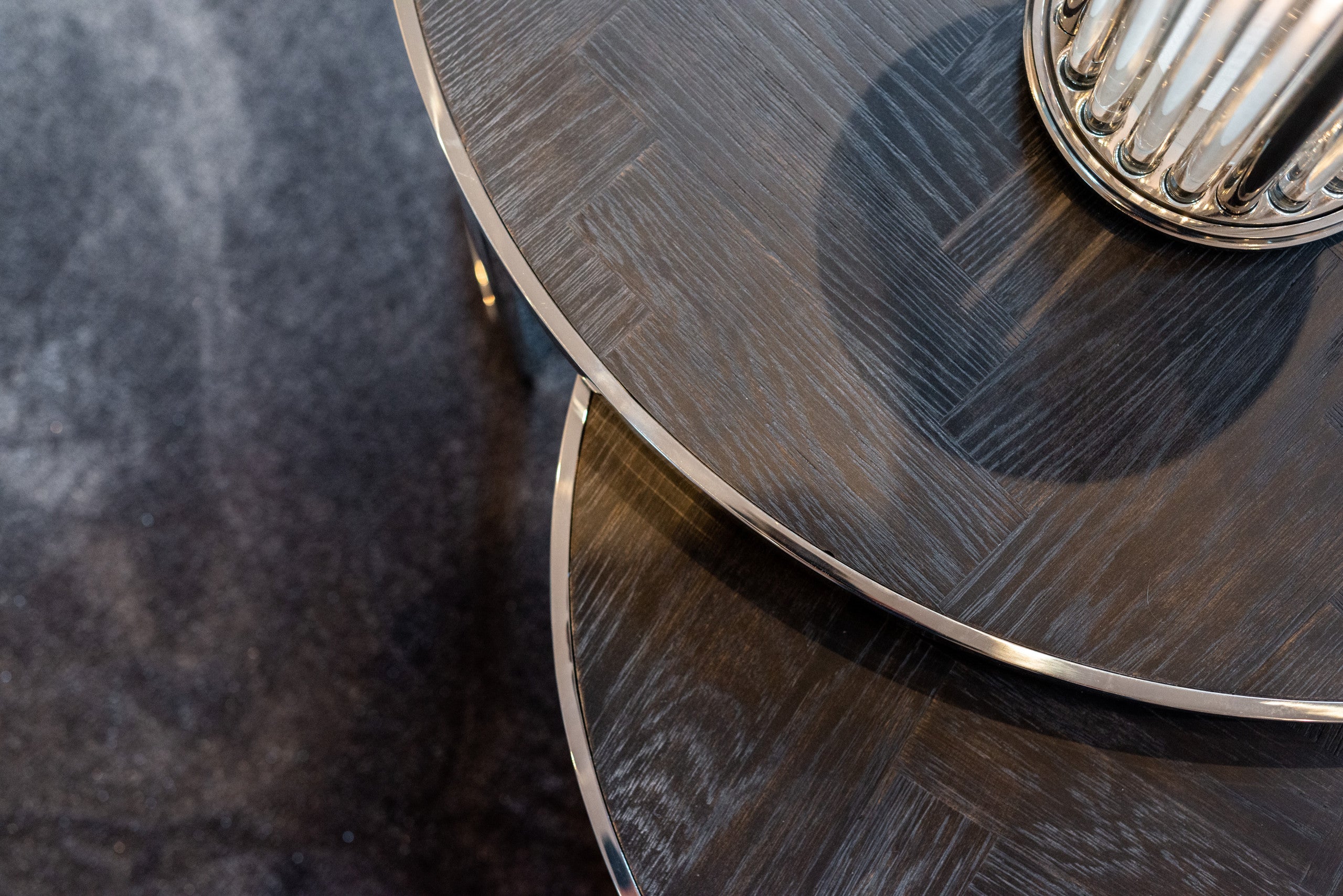 Coffee table Blackbone Silver black rustic (Set of 2)