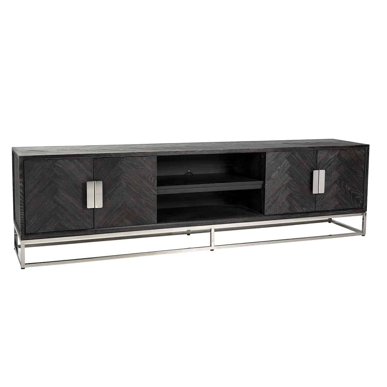 TV-kast Blackbone zilver 4-deurs 220 (Zwart rustiek)
