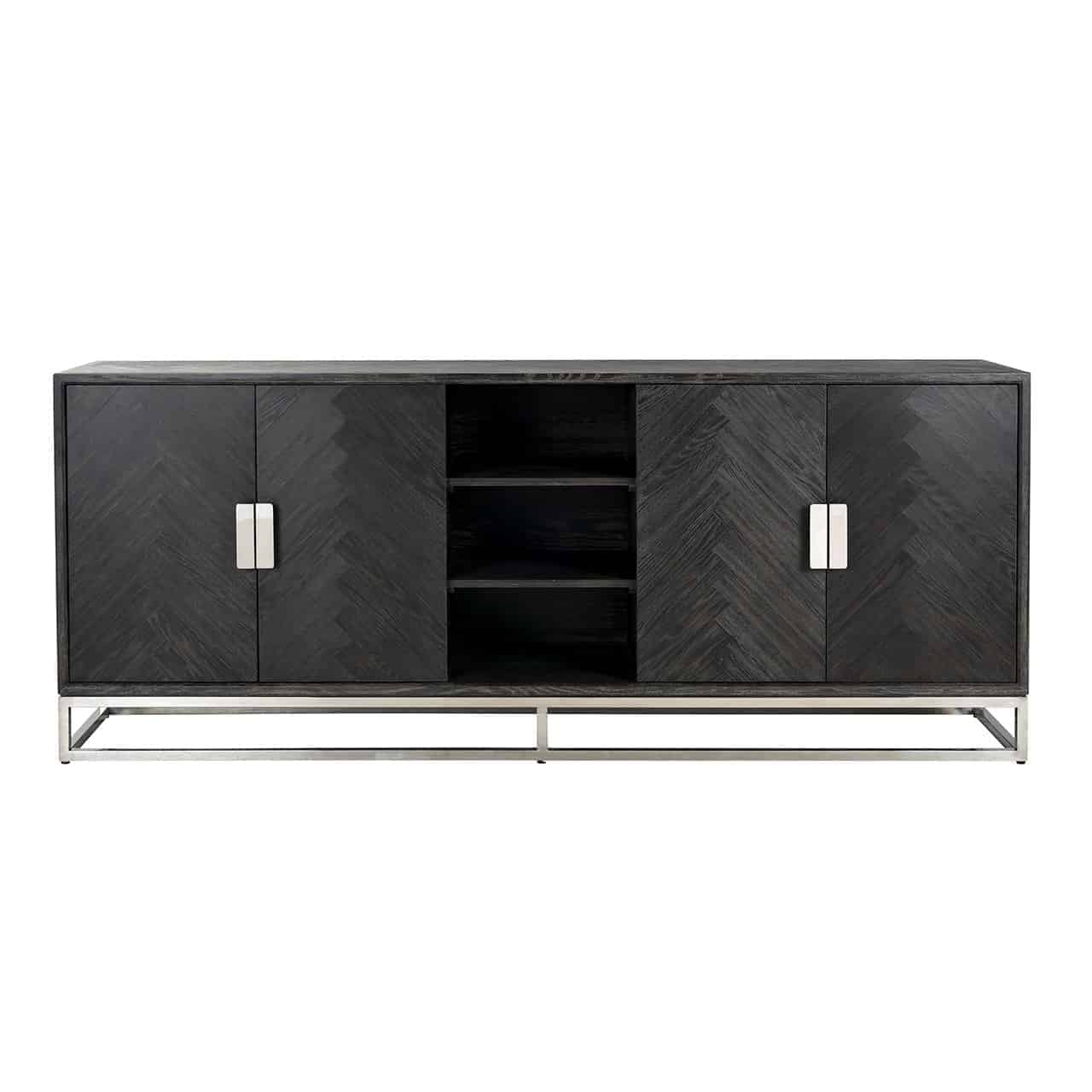 Dressoir Blackbone zilver 4-deurs (Zwart rustiek)