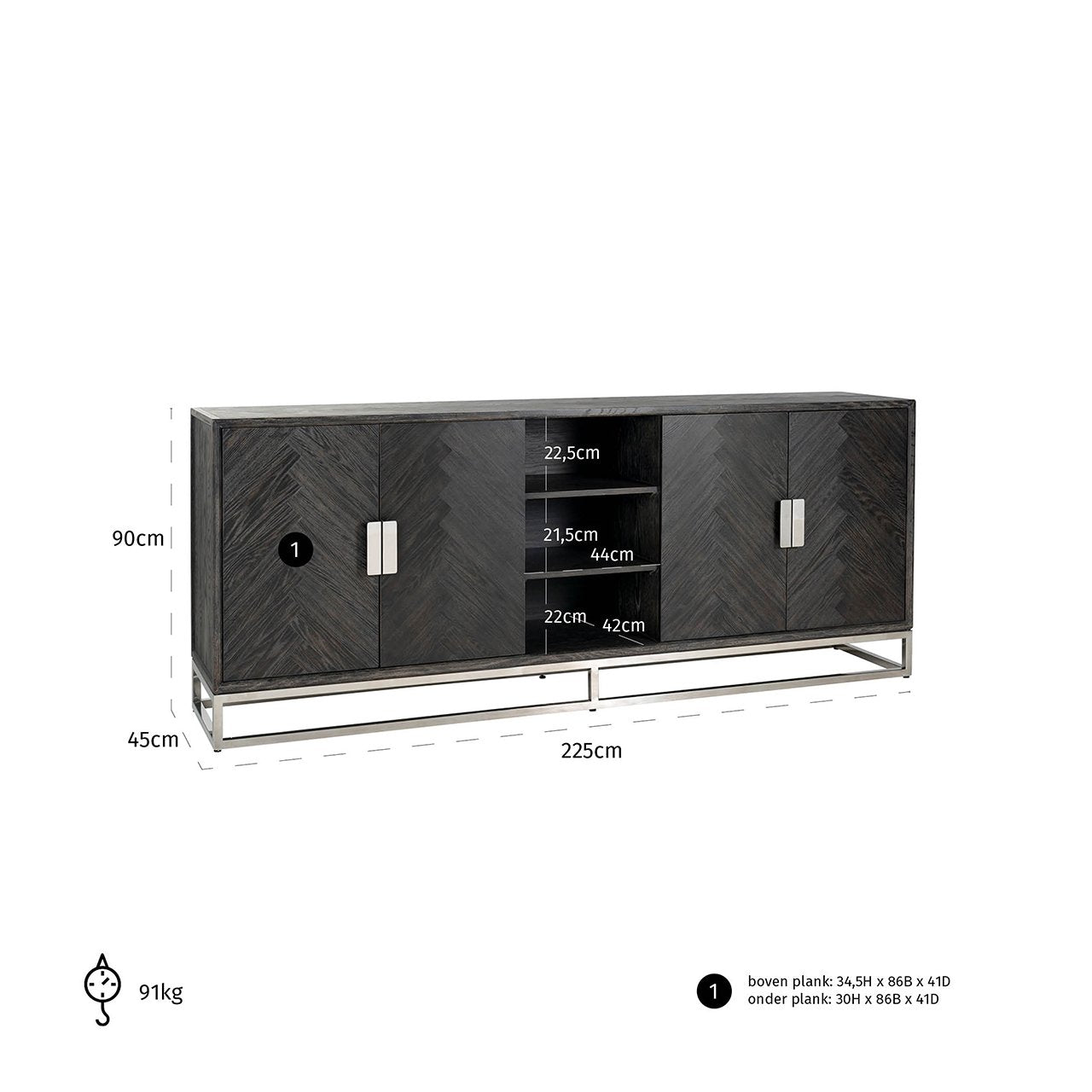 Sideboard Blackbone Silver black rustic