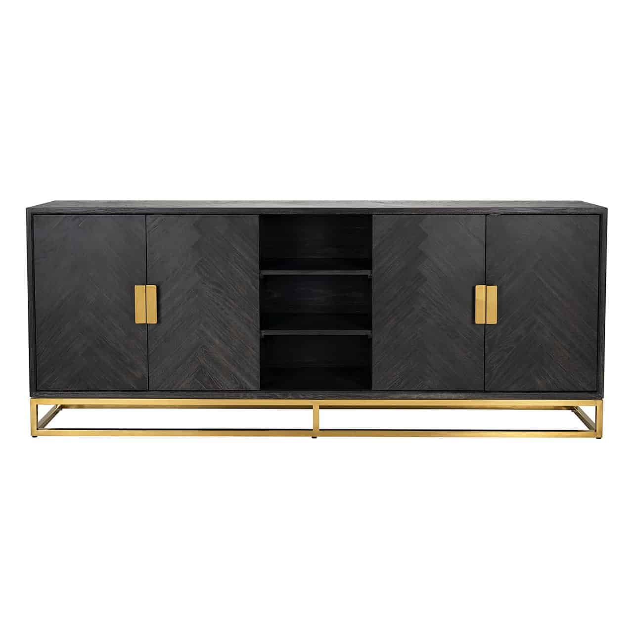 Dressoir Blackbone goud 4-deurs (Zwart rustiek)