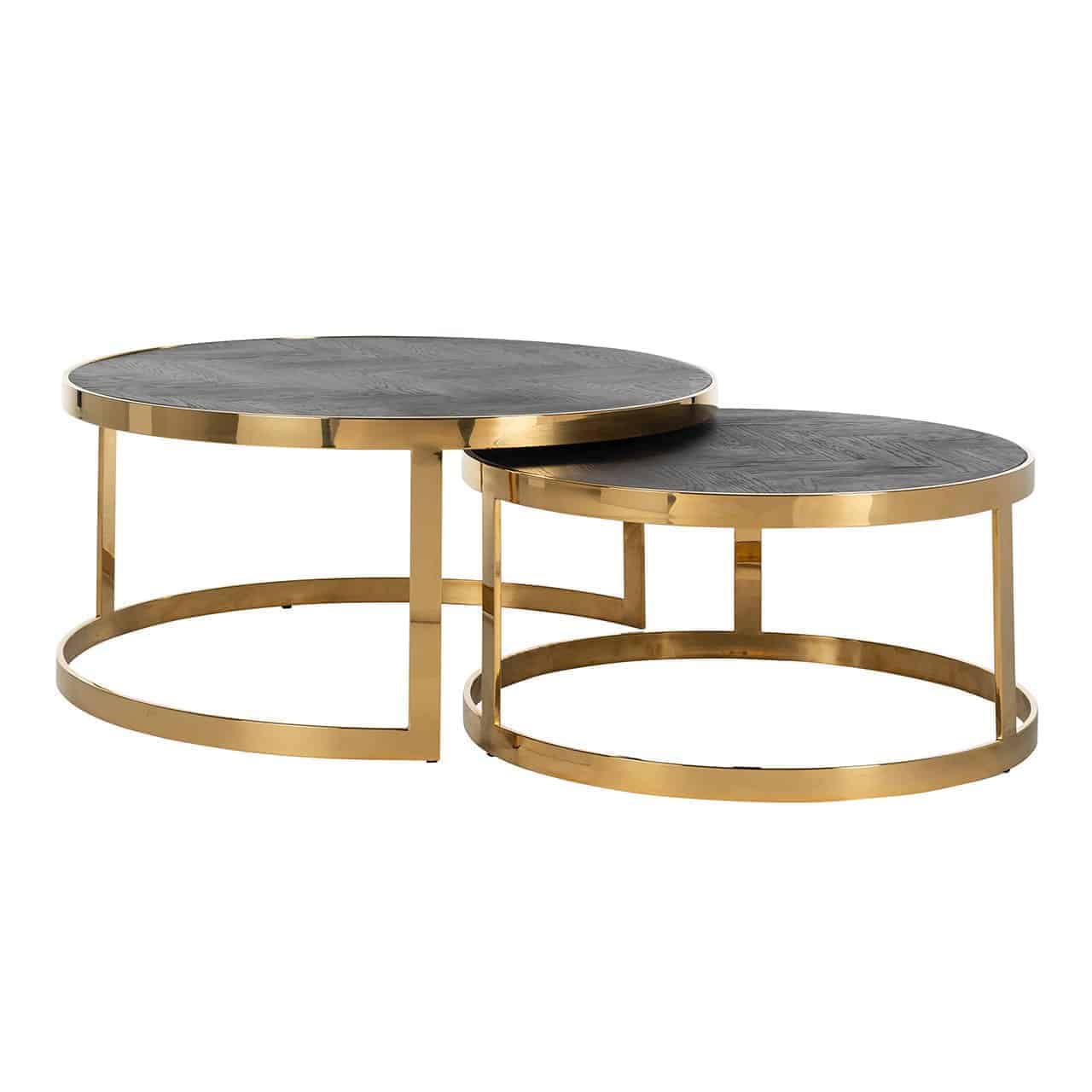 Salontafel Blackbone goud set van 2 (Zwart rustiek)