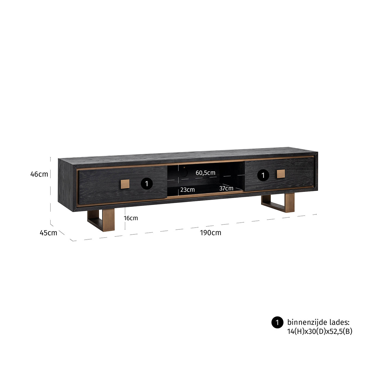 TV cabinet Hunter black rustic