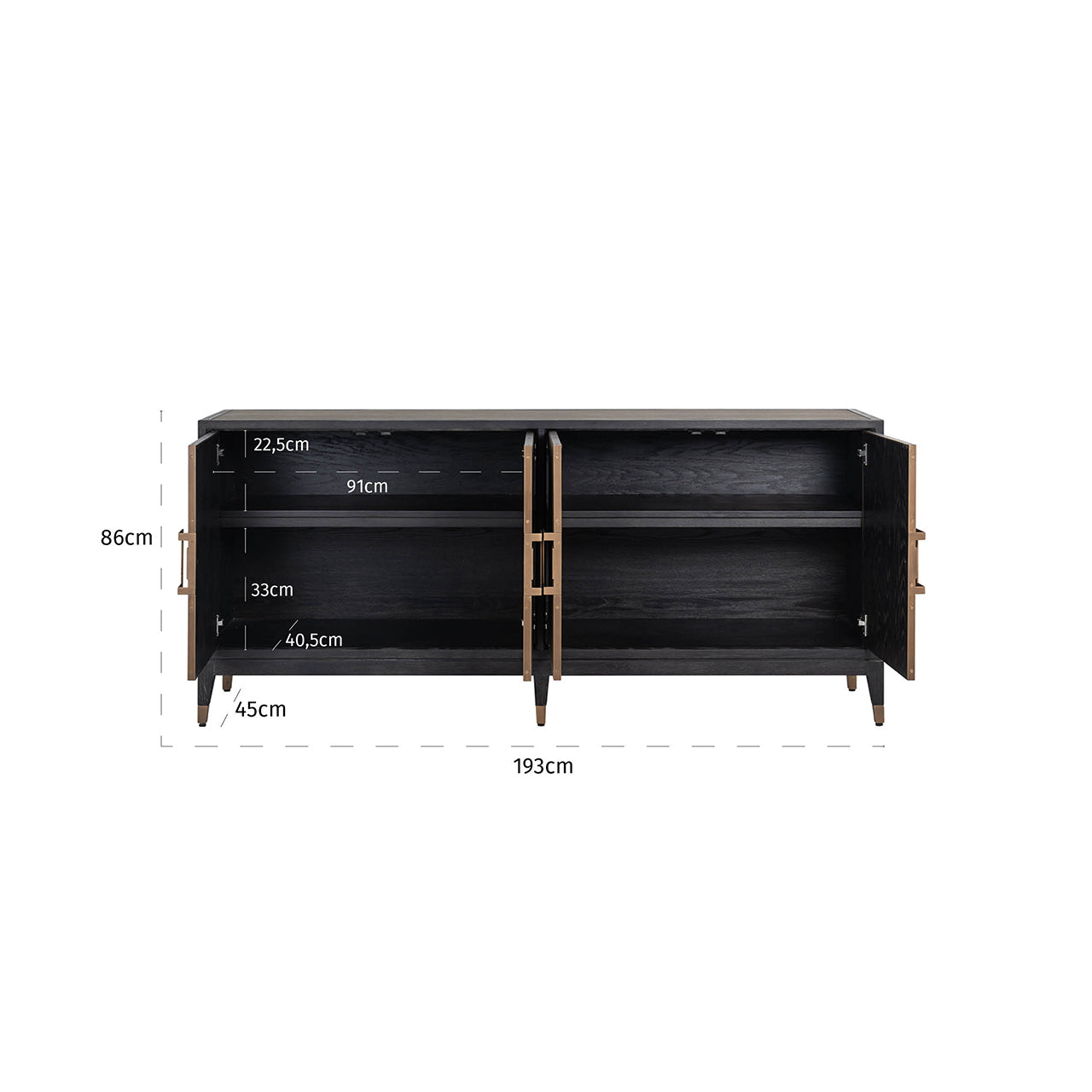 Dressoir Bloomville 4-deurs (Goud)