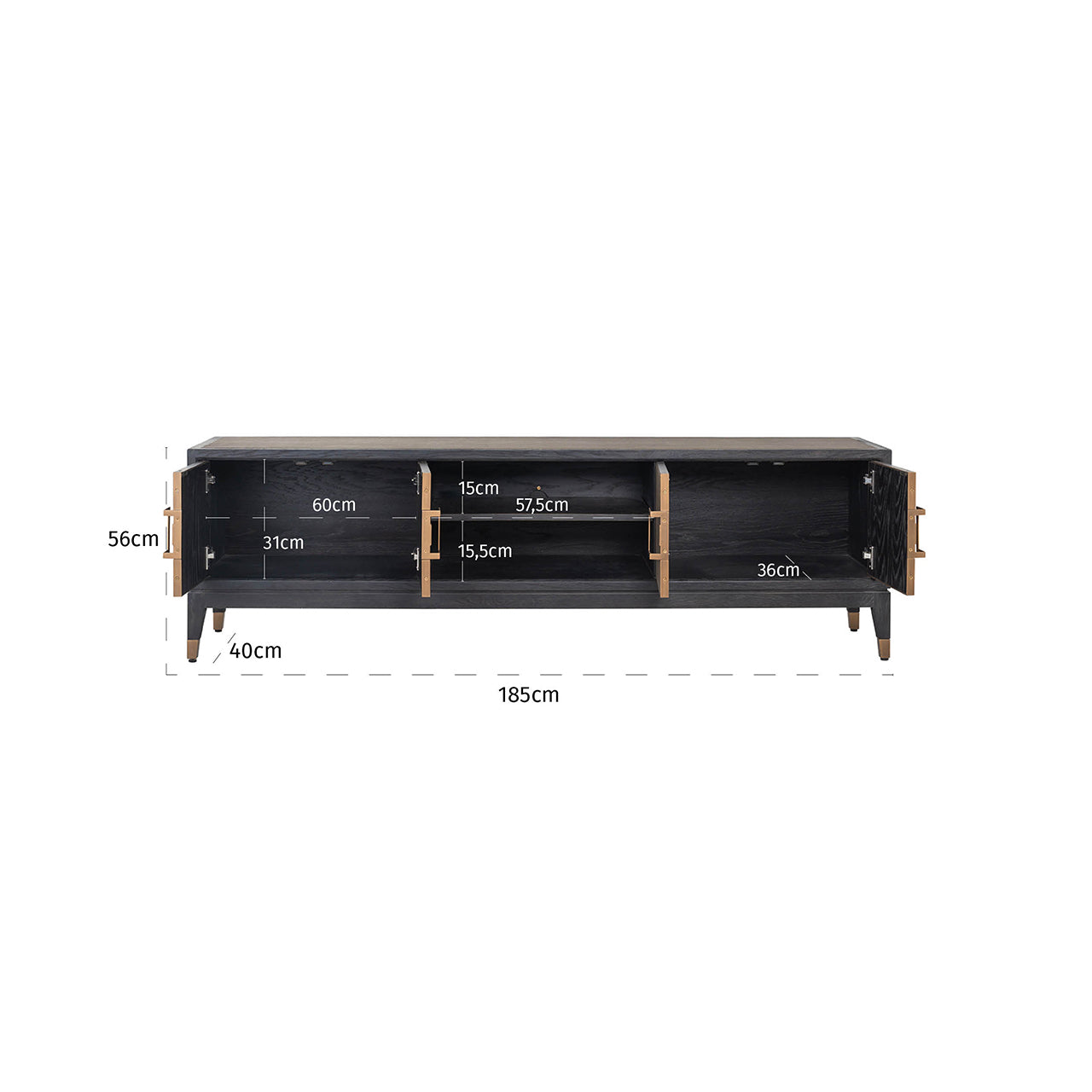 TV cabinet Bloomville brass shagreen
