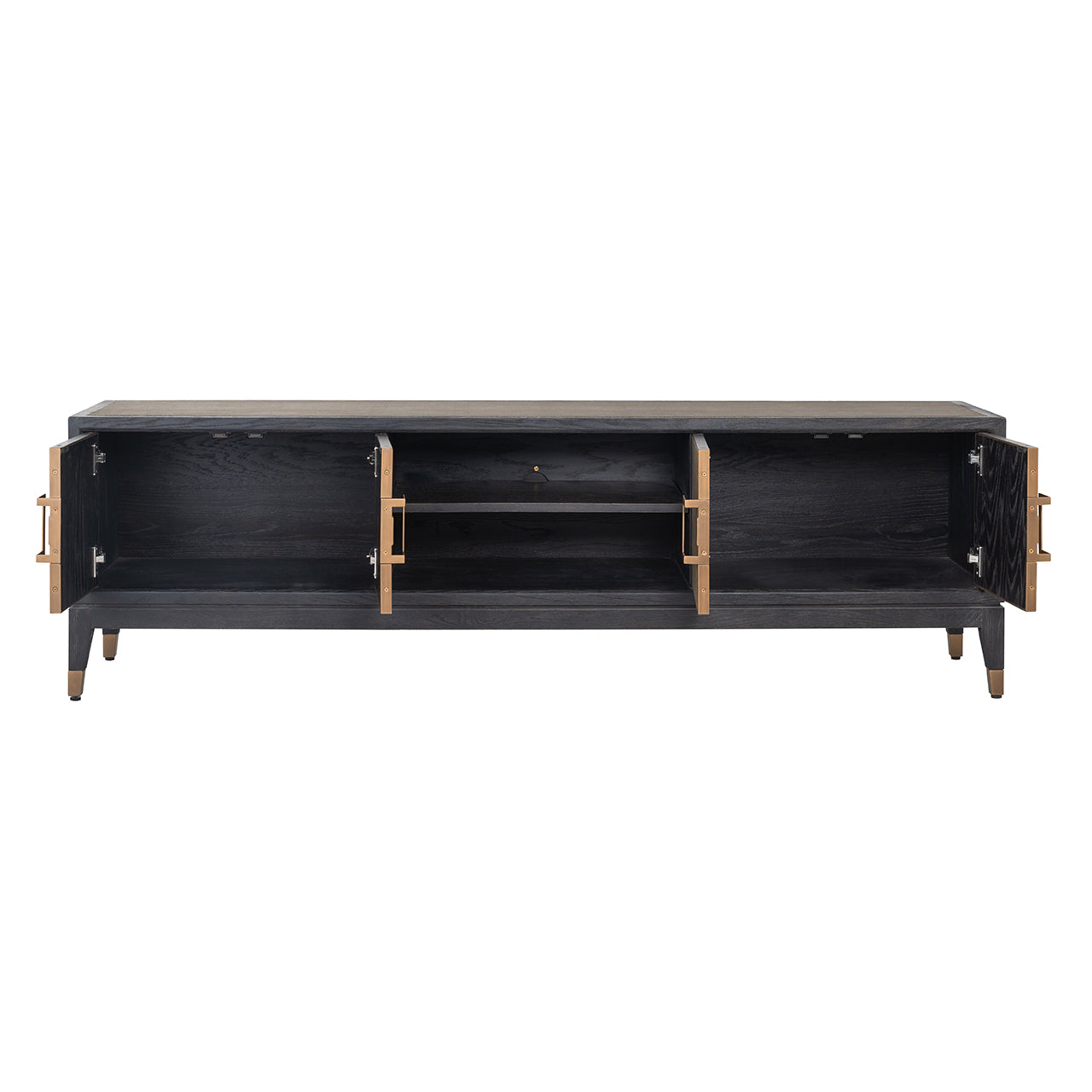 TV cabinet Bloomville brass shagreen