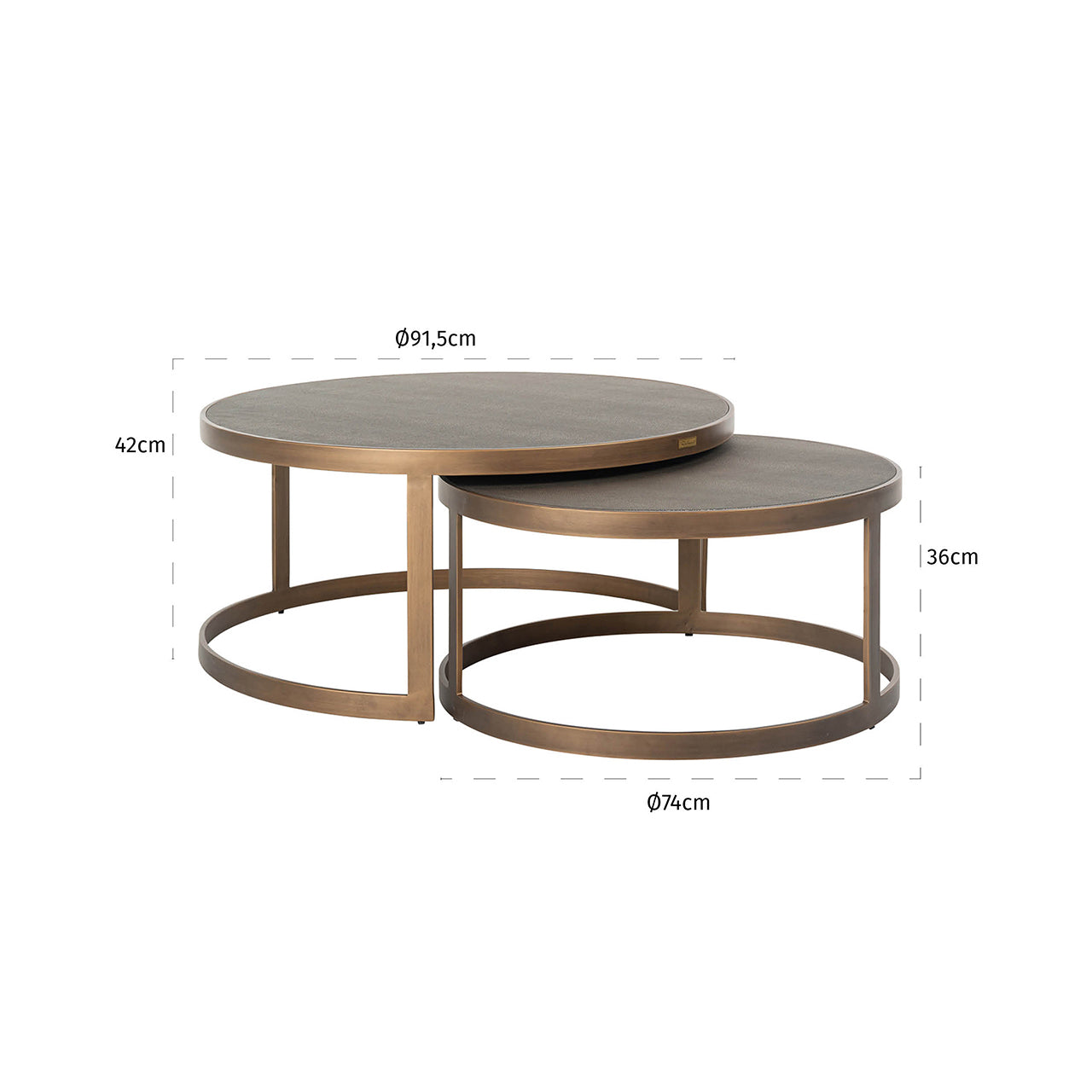 Coffee table Bloomville brass shagreen (Set of 2)