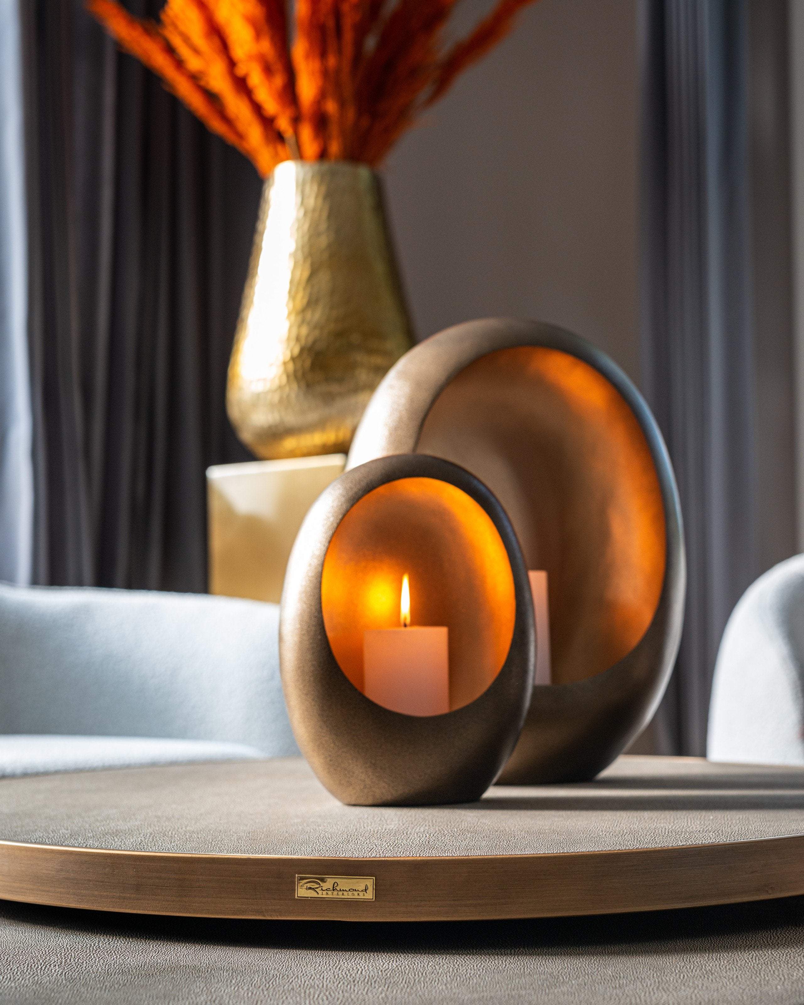 Coffee table Bloomville brass shagreen (Set of 2)