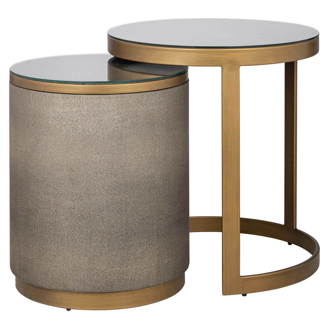 End table Bloomville brass shagreen incl. glass (Set of 2)