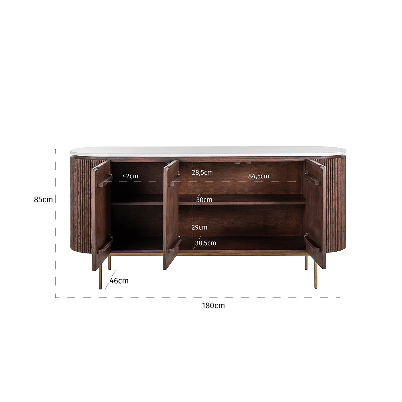 Dressoir Barkley 3-deurs (Geborsteld Goud)