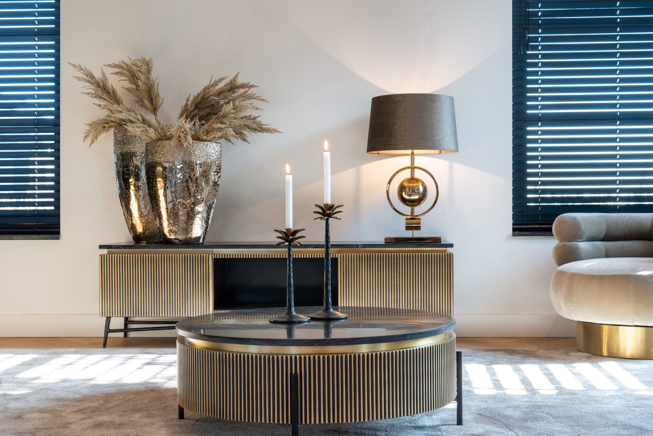 Couchtisch Ironville 90Ø (Gold)