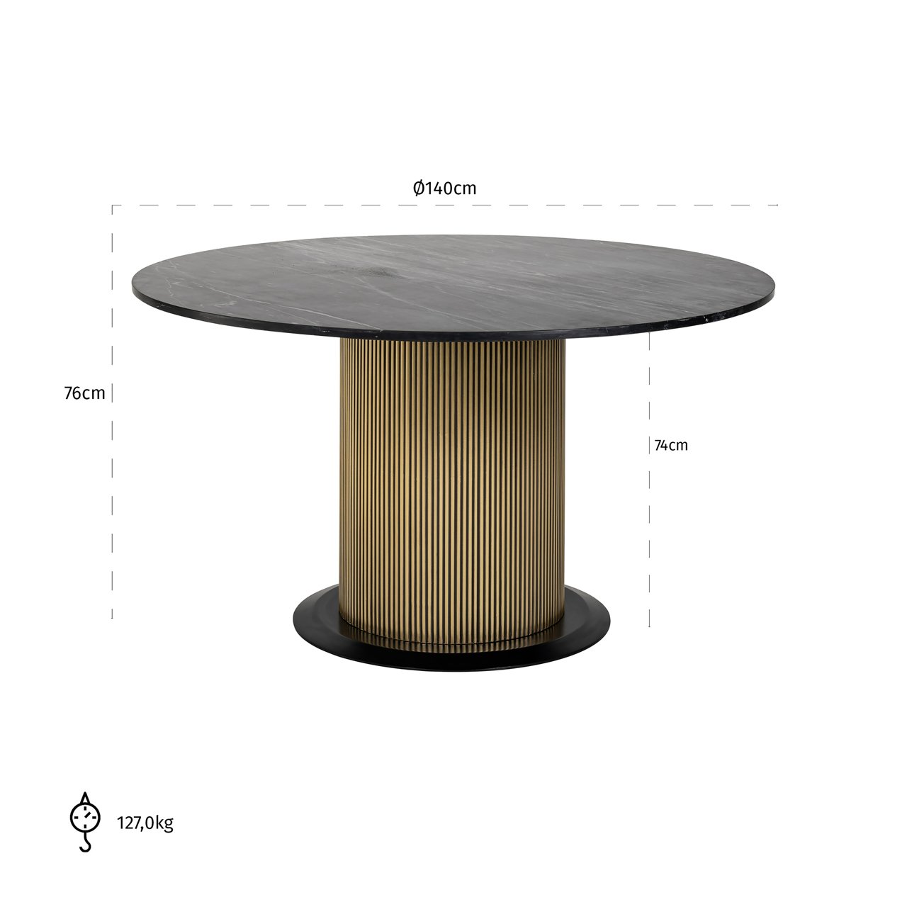Dining table Ironville gold 140Ø