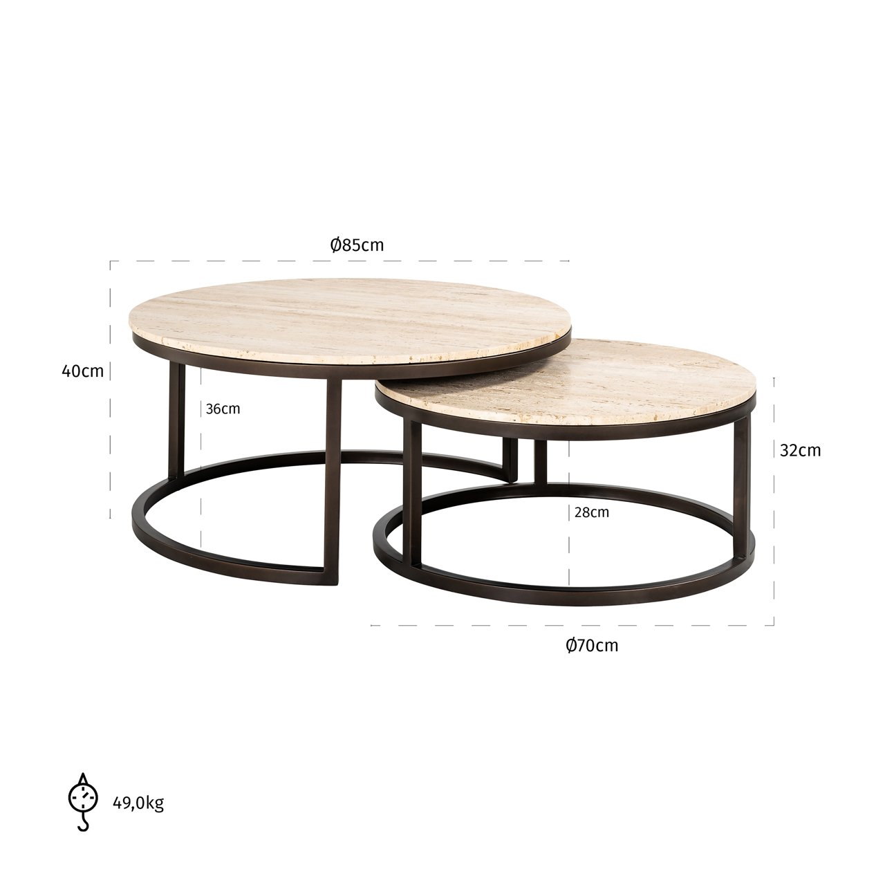 Coffee table Avalon bronze (Set of 2)