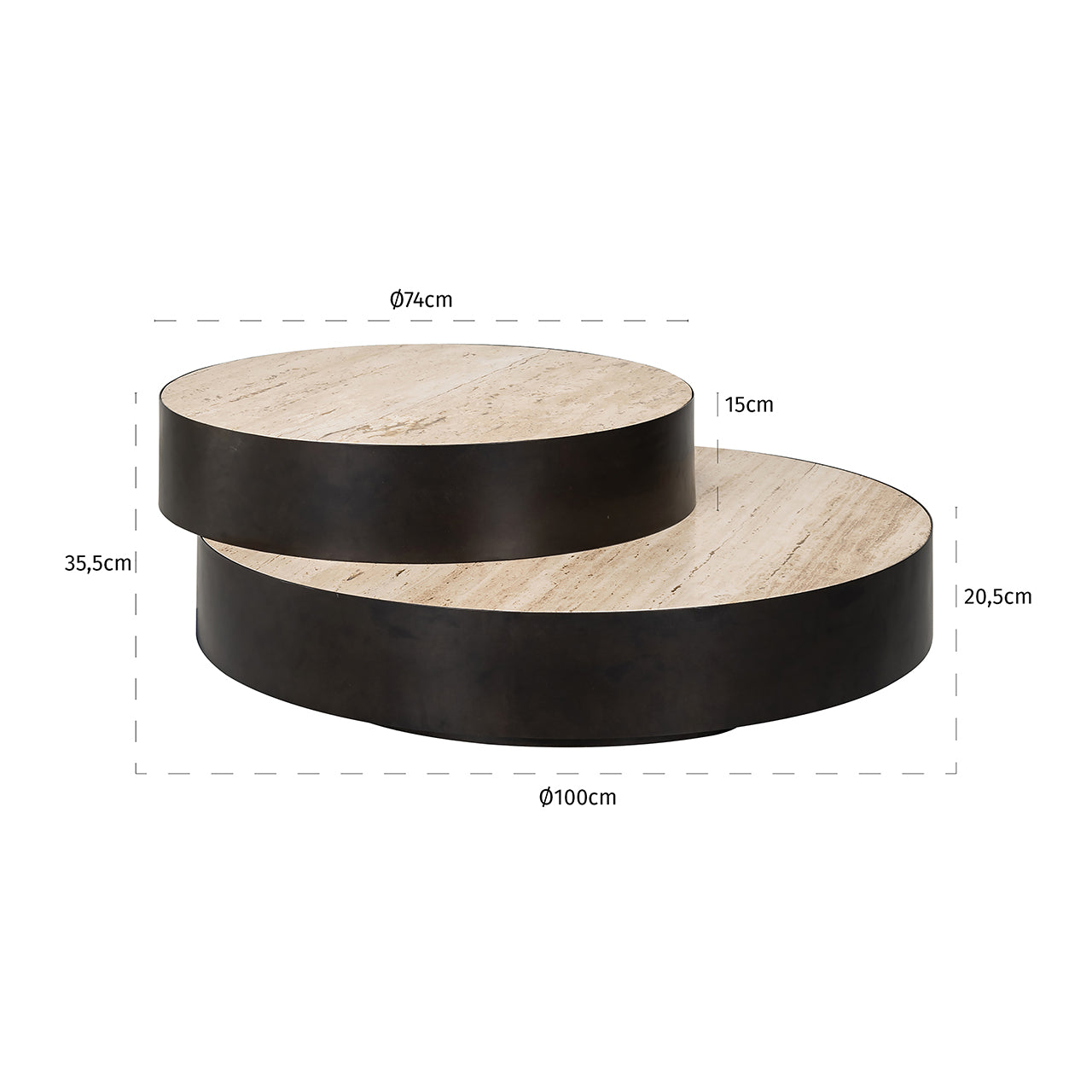 Salontafel Avalon rond gelaagd