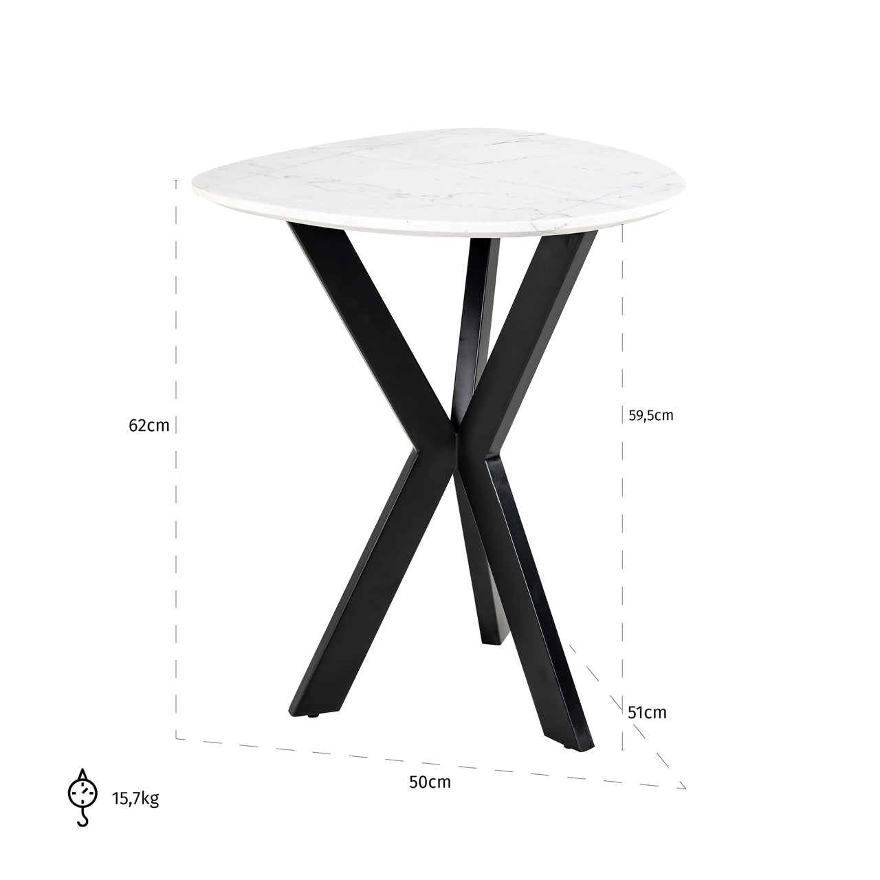 Beistelltisch Trocadero weiß (Schwarz/Weiß)