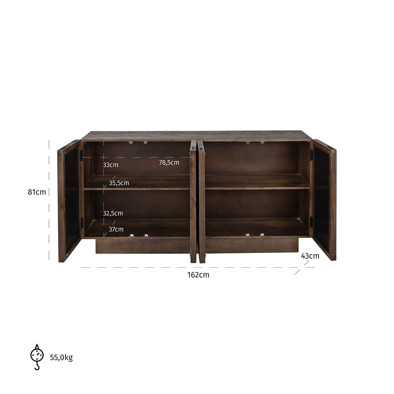 Dressoir Bryant 4-deurs (bruin)