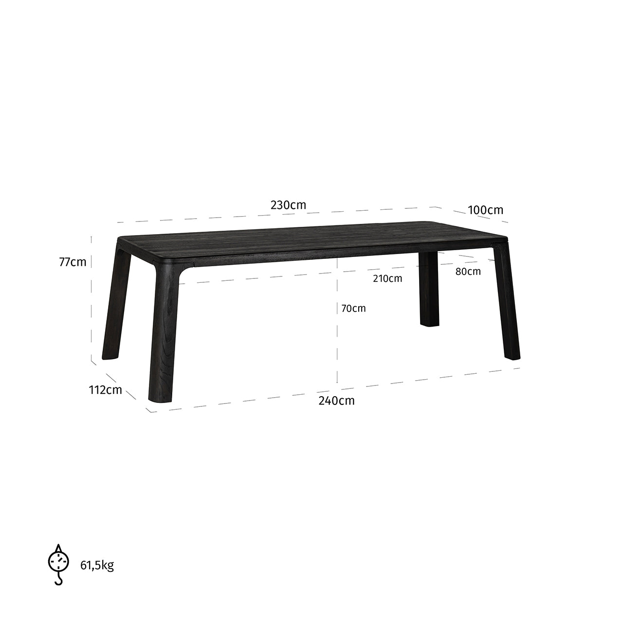 Dining table Baccarat 230 (Dark coffee)