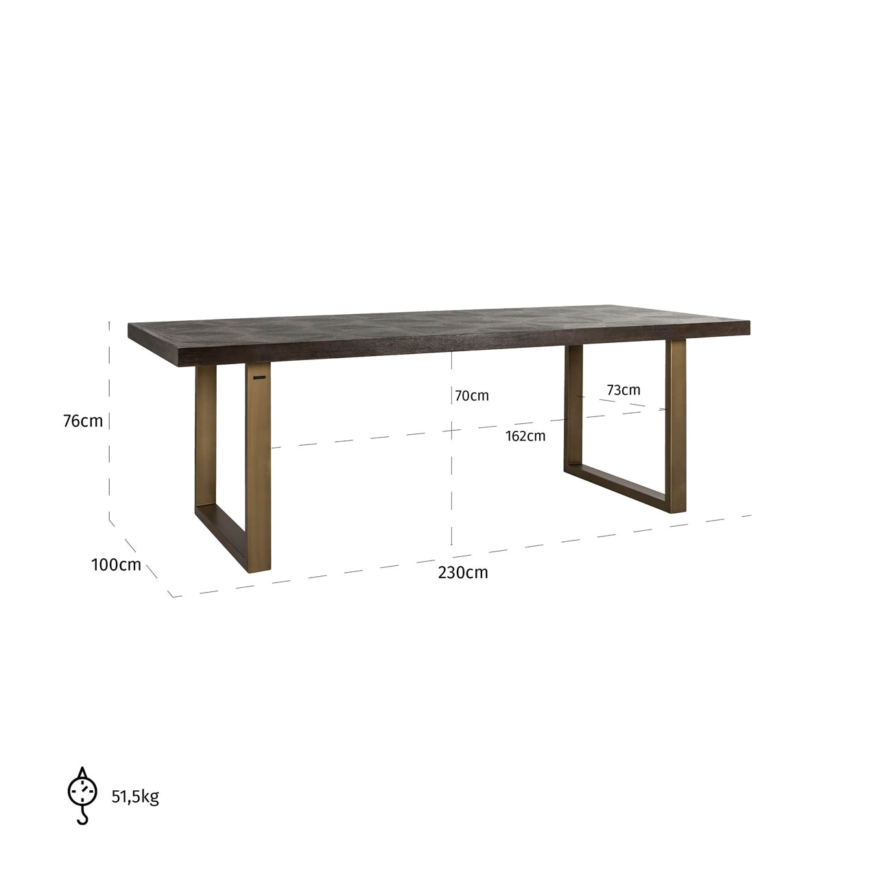 Dining table Luxor brown diamond 230