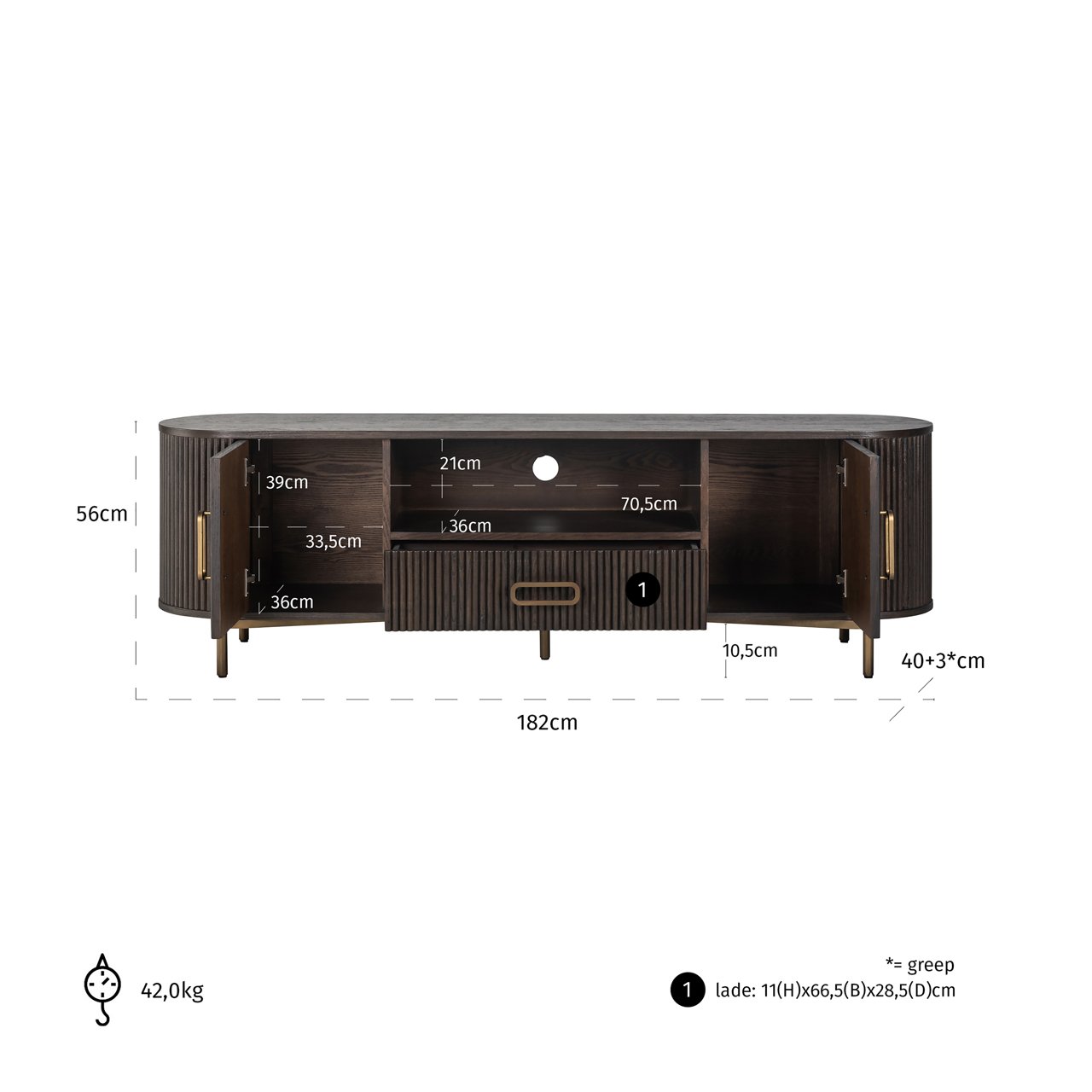 TV cabinet Luxor brown